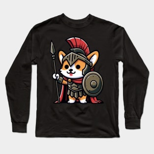 Spartan warrior corgi Long Sleeve T-Shirt